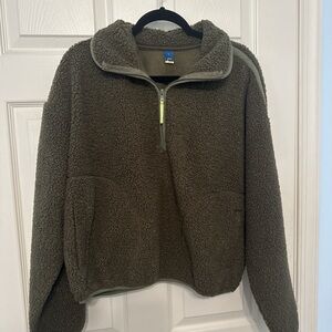 Cozy Olive Green Fleece Sweater
